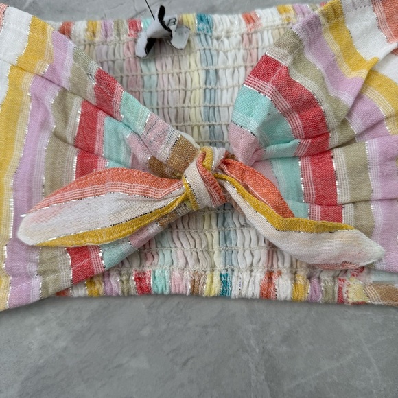 Women’s TOBI I Want It Crop Top Bandeau And Shorts Rainbow Stripe Two Piece Set - Picture 13 of 16